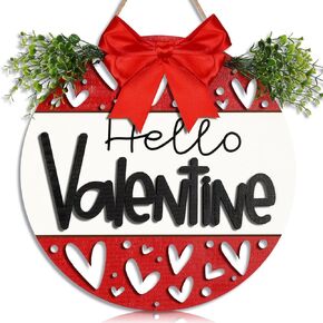 3D عيد الحب علامة الباب الخشبية مرحبا عيد الحب الباب شماعات مع القوس الأوكالبتوس عيد الحب ريفي شنقا علامة قلب أحمر جدار ديكور اللوحة لذكرى الزفاف في الأماكن المغلقة في الهواء الطلق in Kuwait