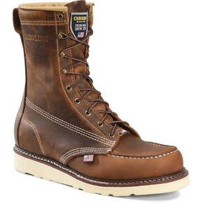 Carolina AMP USA 8" Soft Moc Toe Work Boots for Men - USA Made, Old Town Folklore Leather Upper, Oil & Slip Resistant Outsole, Poron Insole