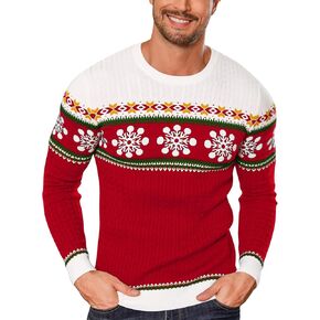 LecGee Cable Knit Sweater Men Ribbed Crewneck Long Sleeve Unisex Christmas Women Fall Winter Casual Fisherman Pullover