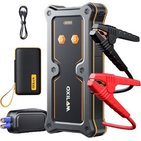 OXILAM 8000A Jump Starter - Car Jumper Starter Portable for All Gas & Diesel Engines, 12V Jump Box for Car Battery with Extended Jumper Cables, USB, DC, Type C Port & LED Light