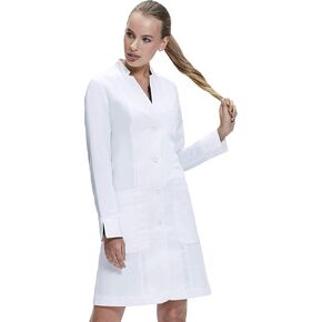 Dr. James Premium Lab Coat for Women, Multiple Pockets, Fold Back Cuff, Tailored Fit, Button Closing, 35" Length