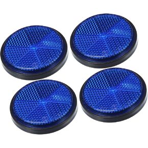 4 Pcs Universal Round Shape Reflector for Motorcycle Garbage Cans Car Trailer Truck and Bike Blue Auto Replacement Parts