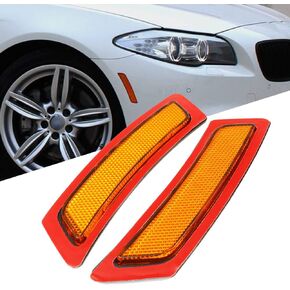 GSRECY 2pcs Compatible with BMW F10 5 Series 2011-2016 Front Side Marke Fender Bumper Reflector (Amber)