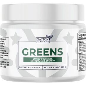 Greens Superfood Powder - Green Powder Supplement with Spirulina, Probiotics & Digestive Enzymes - 44 Superfoods, Energy, Metabolic Support & Gut Health - 30 Servings