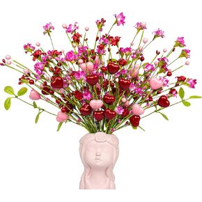 Valentines Day Decorations 12 Pack Valentines Day Flowers Artificial Valentines Day Picks with Red and Pink Heart for Valentine's Day Anniversary Wedding Ornaments