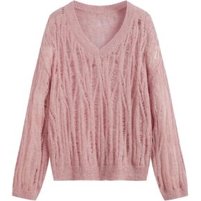 CIDER Knit Wool-Blend V-Neck Soild Long Sleeve Sweater