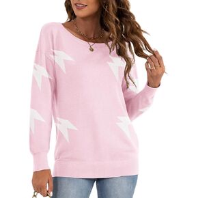 LILBETTER Women's Long Sleeve Crew Neck Trendy Casual Knitted Pullover Sweater