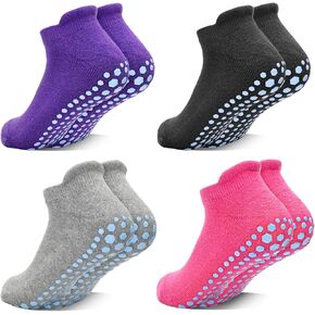 Tphon Women Non Slip Yoga Socks, Anti Skid Socks for Pilates Hospital Ballet Workout for Adult Women Ladies 4 Pairs
