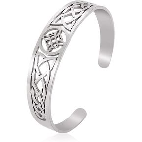 Dreamtimes Witch Knot Bracelet for Women Stainless Steel Adjustable Open Cuff Bangle Celtic Quaternary Wiccan Witches Knot Bracelet Witchcraft Amulet Jewelry for Men Birthday Gift