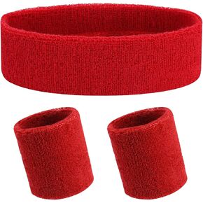 Red Sweat Band Wristbands Headbands Wide Set Sports Workout Terry Cloth Sweat Absorbing Headband Outdoors Headband for Washing face Tennis Striped Gym Accessories Moisture Wicking Hairband in Saudi Arabia