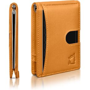 Kingly Mens Cash Clip Wallet Leather | Minimalist Wallet for Men RFID Blocking | Front Pocket Wallet Holds 12 Cards | Leather Wallet with Money Clip for Men | Slim Bifold Wallet for Men w/Pull Tab