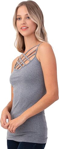 2 Pack Women Criss Cross Strappy Front Basic Round HollowOut Neck Seamless Camisole Tank Top in Saudi Arabia