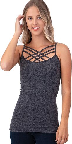 2 Pack Women Criss Cross Strappy Front Basic Round HollowOut Neck Seamless Camisole Tank Top in Saudi Arabia
