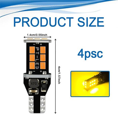 4 قطع T15 W16W LED لمبات الإضاءة العكسية الاحتياطية، 2835-15smd لمبة إشارة الانعطاف LED، ضوء فرامل إشارة الانعطاف الساطع، ضوء ضباب الفرامل عالي السطوع عالمي للمركبات (أحمر) in Kuwait