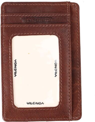 Genuine Leather RFID-Blocking Slim Card Holder: Sleek Design for Style, Functionality & Ultimate Security (Tan) in Saudi Arabia