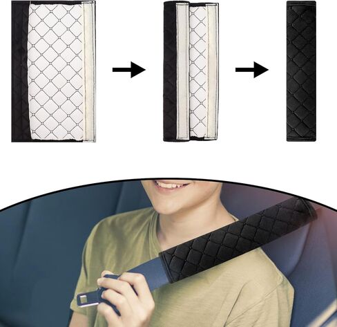 NEPAK 2pcs Car Seat Belt Pads Cover Seatbelt Covers,Soft Seat Belt Cushion,Compatible with Adults Youth Kids (Black) in Kuwait