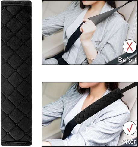 NEPAK 2pcs Car Seat Belt Pads Cover Seatbelt Covers,Soft Seat Belt Cushion,Compatible with Adults Youth Kids (Black) in Kuwait