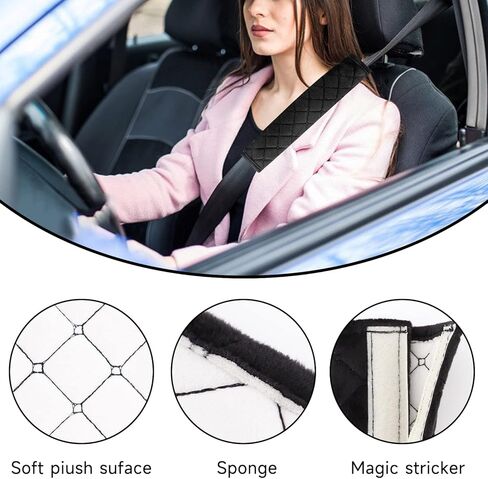 NEPAK 2pcs Car Seat Belt Pads Cover Seatbelt Covers,Soft Seat Belt Cushion,Compatible with Adults Youth Kids (Black) in Kuwait
