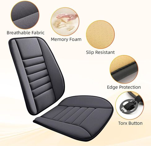 Car Seat Cushion For Driving 1.2"Auto Seat Cushion With Front Back Cushion & Seat Cushion Set Car Cushion Suitable Comfort Memory Foam Driver Seat Cushion for Car, Truck, SUV Comfort for Long Sitting in Saudi Arabia