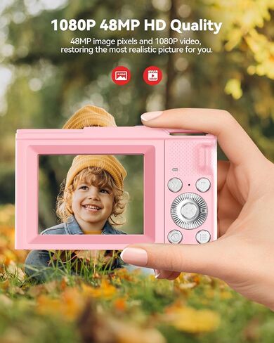 Digital Camera for Kids: FHD 1080P Camera - Video Cameras for Teens - 16X Zoom Shoot Camera for Girls and Boys - Compact Camera with 32GB TF Card for Photography - Mini Camera for Vlogging Black in Saudi Arabia