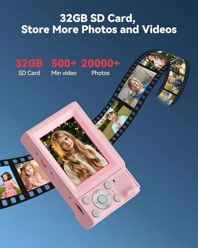 Digital Camera for Kids: FHD 1080P Camera - Video Cameras for Teens - 16X Zoom Shoot Camera for Girls and Boys - Compact Camera with 32GB TF Card for Photography - Mini Camera for Vlogging Black in Saudi Arabia