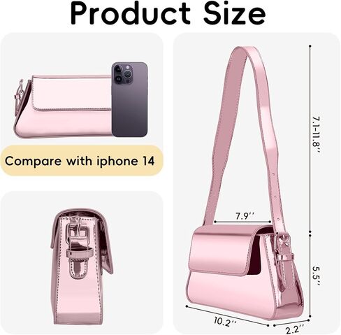 Evening Bag for Women, Hobo Bag Clutch Y2K Shinny Purse Tote Handbag Shoulder Metallic Purse Crossbody in Saudi Arabia