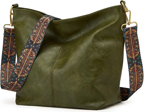 Hobo Bag for Women Crossbody Handbags Large Designer Ladies Bucket Purse PU Leather Shoulder Bags with Wide Shoulder Strap in Saudi Arabia