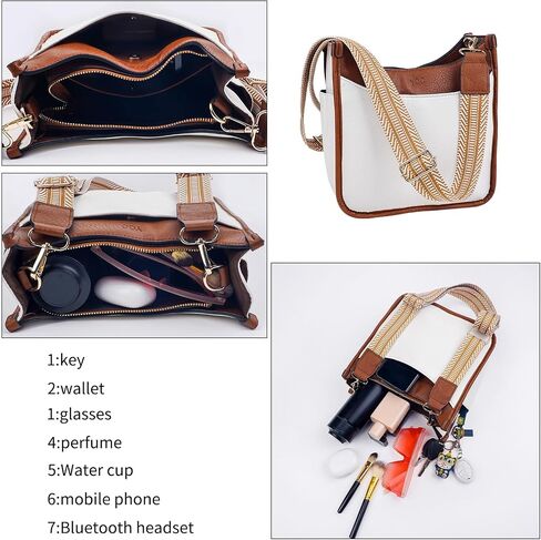 Crossbody Bags for Women Trendy Vegan Leather Hobo Handbag Cross Body Purse with Small Makeup Bag & 2 Adjustable Strap in Saudi Arabia