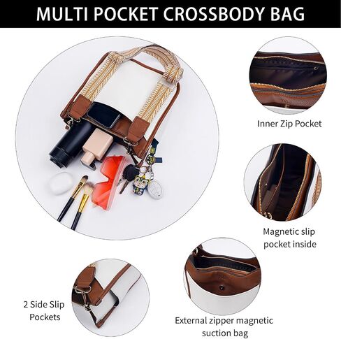 Crossbody Bags for Women Trendy Vegan Leather Hobo Handbag Cross Body Purse with Small Makeup Bag & 2 Adjustable Strap in Saudi Arabia