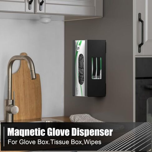 Glove Box Holder 4 Pack, Disposable Glove Dispenser Wall Mount, Metal Glove Rack Organizer for Rubber Latex Gloves Facial Tissue, Black in Saudi Arabia
