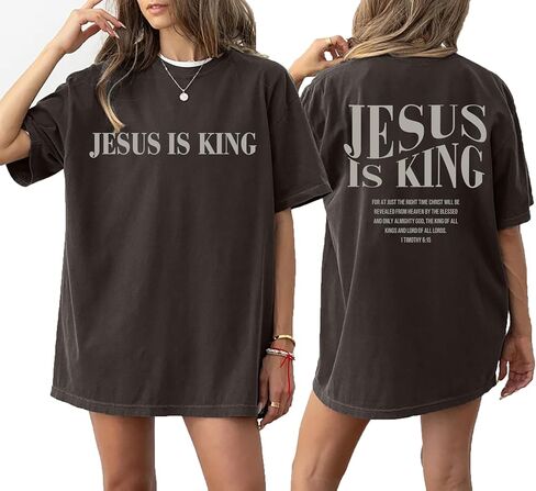 Oversized Tshirts for Women Christian Shirts Faith Over Fear Shirt Short Sleeve Jesus Tees Loose Casual Religious Tops in Kuwait