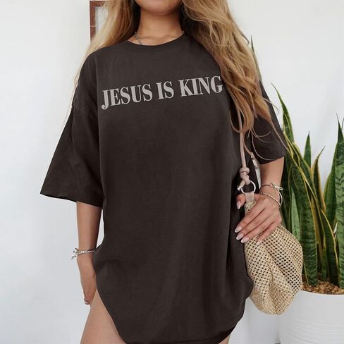 Oversized Tshirts for Women Christian Shirts Faith Over Fear Shirt Short Sleeve Jesus Tees Loose Casual Religious Tops in Kuwait