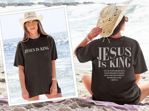Oversized Tshirts for Women Christian Shirts Faith Over Fear Shirt Short Sleeve Jesus Tees Loose Casual Religious Tops in Kuwait