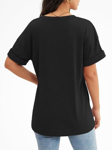 ATHMILE Womens T Shirts 2024 Short Sleeve V-Neck Shirts Cute Fit Summer Casual Tee Tops S-XXL in Kuwait