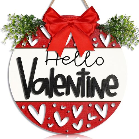 3D عيد الحب علامة الباب الخشبية مرحبا عيد الحب الباب شماعات مع القوس الأوكالبتوس عيد الحب ريفي شنقا علامة قلب أحمر جدار ديكور اللوحة لذكرى الزفاف في الأماكن المغلقة في الهواء الطلق in Kuwait