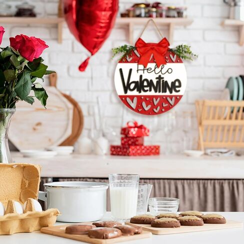 3D عيد الحب علامة الباب الخشبية مرحبا عيد الحب الباب شماعات مع القوس الأوكالبتوس عيد الحب ريفي شنقا علامة قلب أحمر جدار ديكور اللوحة لذكرى الزفاف في الأماكن المغلقة في الهواء الطلق in Kuwait