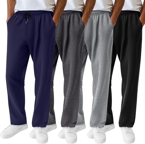 Neer 4 Pack Men's Sweatpants Athletic Drawstring Open Bottom Pants Workout Running Lounge Pants with Pocket for Men in Saudi Arabia