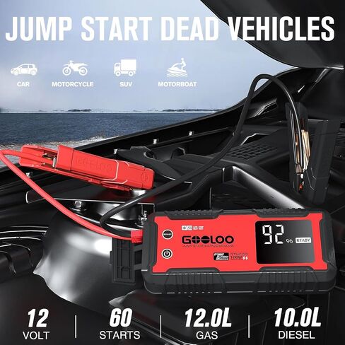 GOOLOO GT4000 Car Jump Starter 4000A 100W Fast-Charging 12V SuperSafe Portable Battery Booster Pack with -40℉ Pre-Heating Tech, Auto Jump Box Jumper Cables for 10L Diesel and 12L Gas Engine in Saudi Arabia