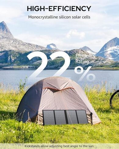 60W Portable Solar Panels, Foldable Solar Panel Charger for 100-500W Solar Generator Portable Power Station, with Adjustable Kickstands, DC 18V Output, USB 3.0 and Type-C Ports for Camping Van RV Trip in Kuwait