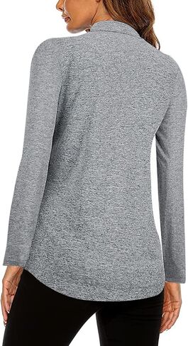 Koscacy Long Sleeve V Neck Half Zip Golf Pullover for Ladies Gym Training Outdoor Sports Workout Tennis Top, Purple Geometry in Saudi Arabia