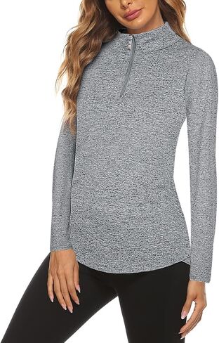 Koscacy Long Sleeve V Neck Half Zip Golf Pullover for Ladies Gym Training Outdoor Sports Workout Tennis Top, Purple Geometry in Saudi Arabia