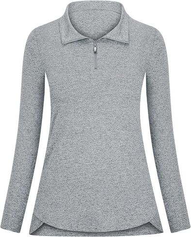 Koscacy Long Sleeve V Neck Half Zip Golf Pullover for Ladies Gym Training Outdoor Sports Workout Tennis Top, Purple Geometry in Saudi Arabia