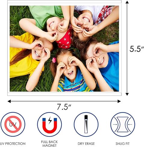 10 Pack 4"x6" Premium Super Slim Magnetic Picture Pockets Frames with Black Holds 4 x 6 inches Photo for Refrigerator | NEW VERSION | EASE of INSERTING in Kuwait