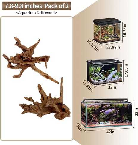 Driftwood for Aquarium, 2Pcs 9-14 ", Fish Tank or Reptile Decor, Natural Freshwater Driftwood Assorted Branches in Saudi Arabia