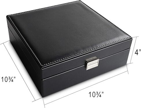 Frebeauty Earring Organizer Classic Jewelry Box 50 Slots Double Layer Jewelry Storage Case with 6 Necklace Hook and Bracelet Pocket(Black) in Saudi Arabia