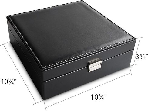 Frebeauty Earring Organizer Classic Jewelry Box 50 Slots Double Layer Jewelry Storage Case with 6 Necklace Hook and Bracelet Pocket(Black) in Saudi Arabia