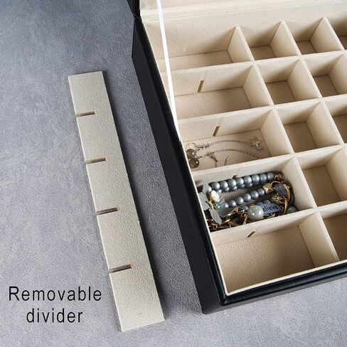 Frebeauty Earring Organizer Classic Jewelry Box 50 Slots Double Layer Jewelry Storage Case with 6 Necklace Hook and Bracelet Pocket(Black) in Saudi Arabia