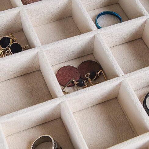 Frebeauty Earring Organizer Classic Jewelry Box 50 Slots Double Layer Jewelry Storage Case with 6 Necklace Hook and Bracelet Pocket(Black) in Saudi Arabia