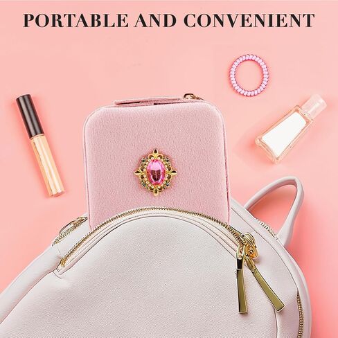 HONGTEYA Plush Velvet Jewelry Box Small Portable Travel Jewelry Case with Mirror Jewelry Organizer Boxes for Rings Necklaces Best Gifts For Daughter Girlfriend Mom in Saudi Arabia