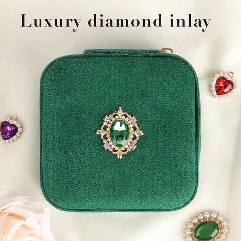 HONGTEYA Plush Velvet Jewelry Box Small Portable Travel Jewelry Case with Mirror Jewelry Organizer Boxes for Rings Necklaces Best Gifts For Daughter Girlfriend Mom in Saudi Arabia